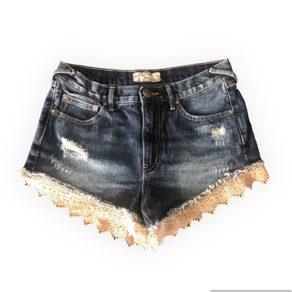 Free People Denim Shorts with crochet Size 25